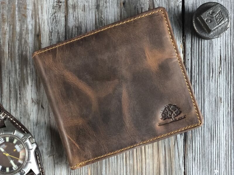 Greenburry Herren Geldbörse aus pflanzlich gegerbtem Vintage Leder in antikbraun