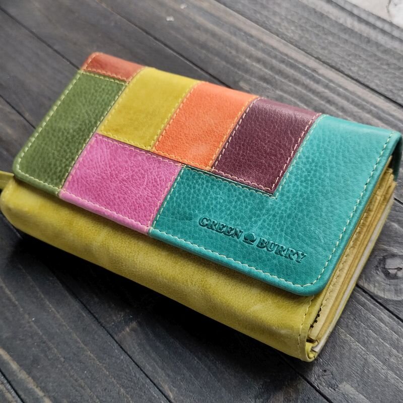 Bunte Leder Geldbörse und Umhängetasche Damen der Greenburry Candy Shop Serie