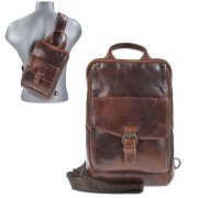 Crossbody Bag Leder 21x32cm "Rugged" teak brown
