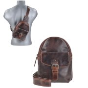 Crossbody Bag Leder 17x22cm "Rugged" teak brown