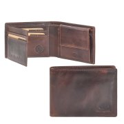 Geldbörse Leder 11x8cm "Rugged" teak brown