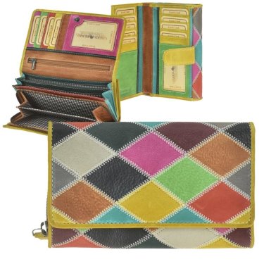 Geldbörse Leder 17x10cm "Candy Shop" zickzack bunt
