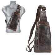 Crossbody Bag Leder 19x33cm "Newport" coffee