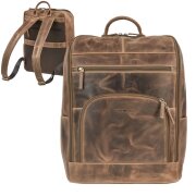 Lederrucksack Herren Laptop Schule groß Vorder- und...