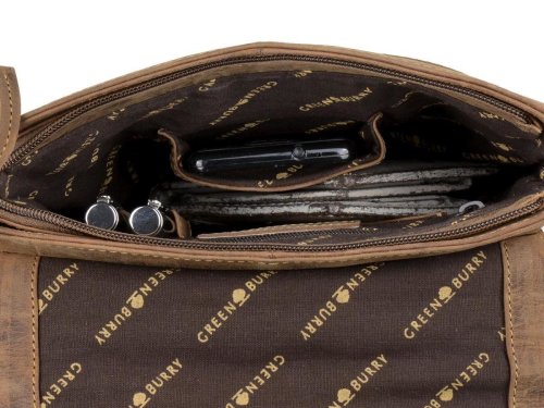 Greenburry Kulturtasche Aus Braunem Rindleder – Vintage Stil, Vegetabil Gegerbt – 23x15x12 Cm
