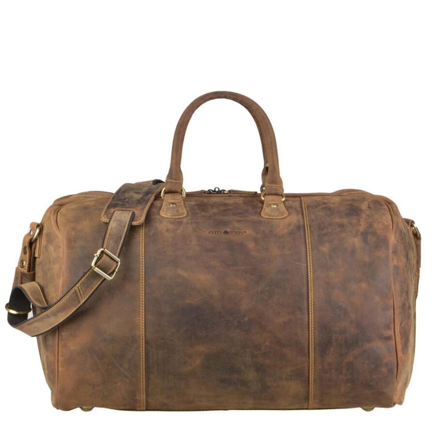 Reisetasche Leder & Organizer Vintage Original – Leder antikbraun. Stilvoller Weekender für Herren und Sport Greenburry 1675-25
