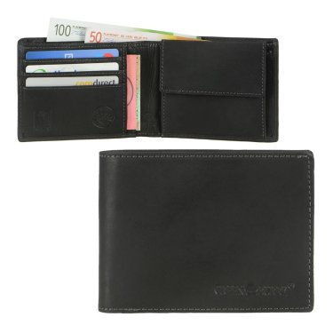 Geldbörse Leder 12x9cm mit RFID Schutz "Vintage" schwarz