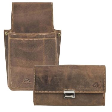 flevado Kellnerset Kellner Geldbörse und Tasche echt Leder in Grün flevado Kellnerset Kellner Geldbörse und Tasche echt Leder in Grün