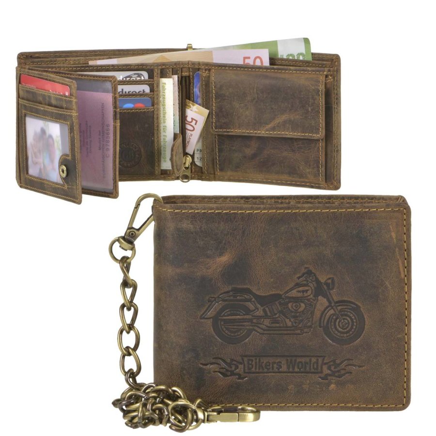 Mode & Accessoires Taschen Kleinlederwaren Portemonnaies Greenburry Vintage Biker Geldbörse mit Kette 