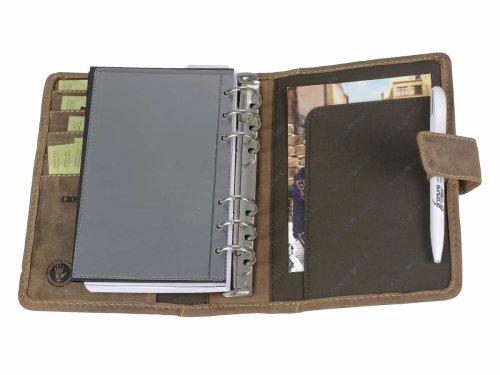 Greenburry Terminplaner Leder A6 (14x19,5cm) Terminkalender Braun