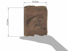 Geldbörse Leder 10x13cm mit Pferd...