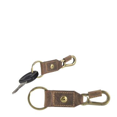 Schlüsselanhänger Leder 12x3cm mit Karabiner "Vintage" antikbraun