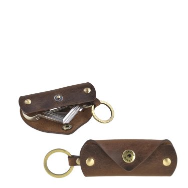 Schlüsseletui Leder 12x4cm für 8 Schlüssel "Vintage" antikbraun