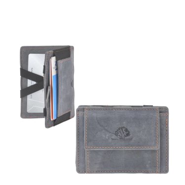 Magic Wallet Portemonnaie Leder 10x7cm mit Münzfach "Vintage" blau